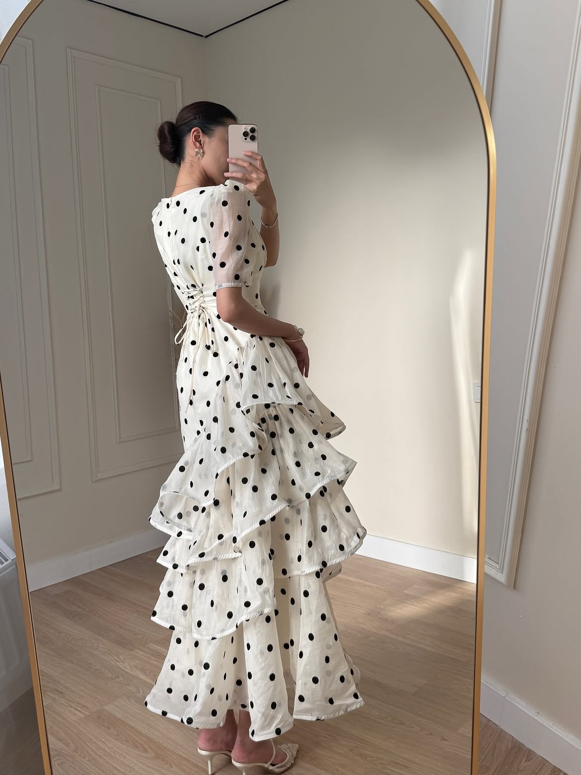 Polka-Dot Ruffled Maxi Dress