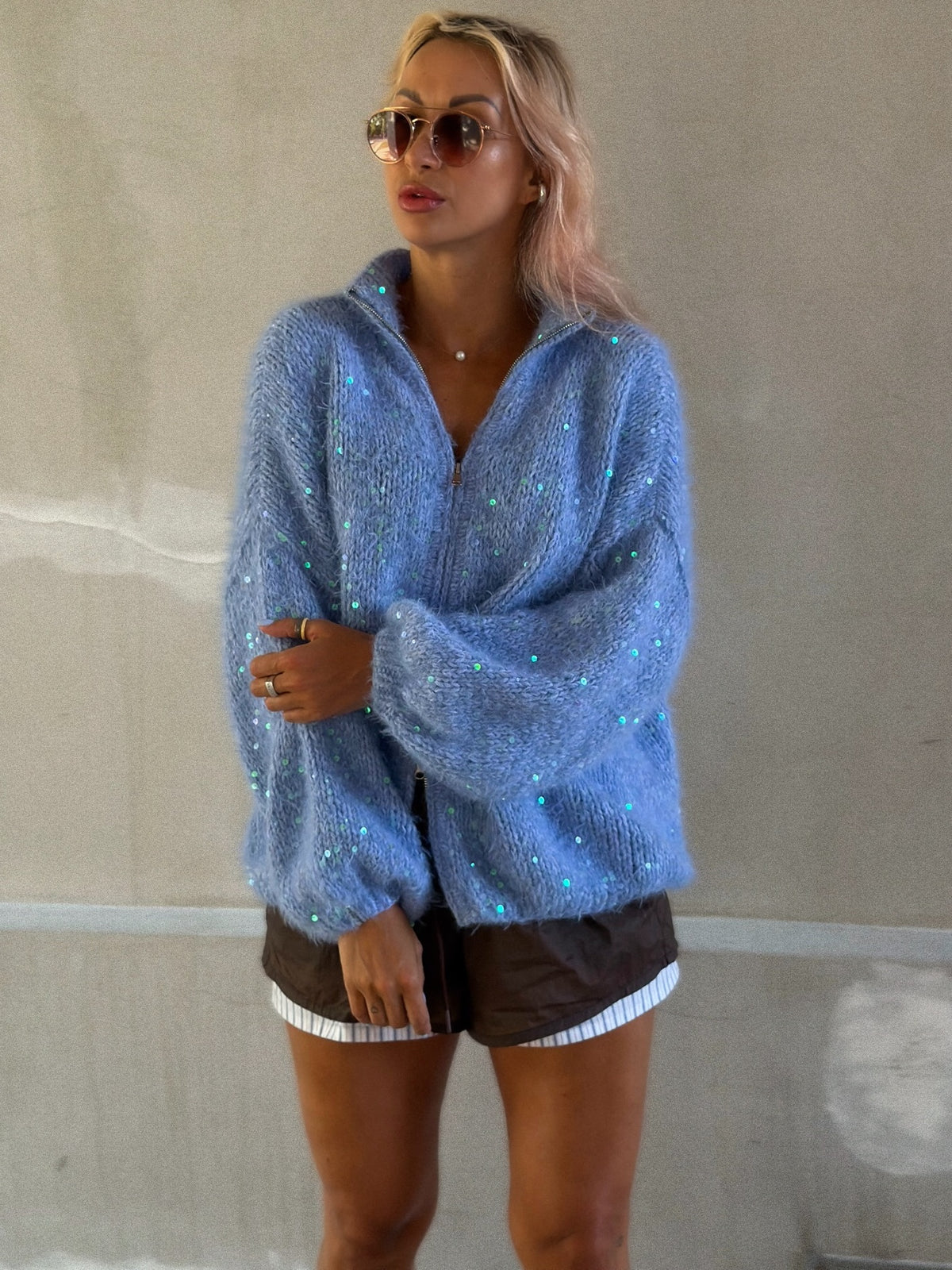 Mohair Sequin Cardigan