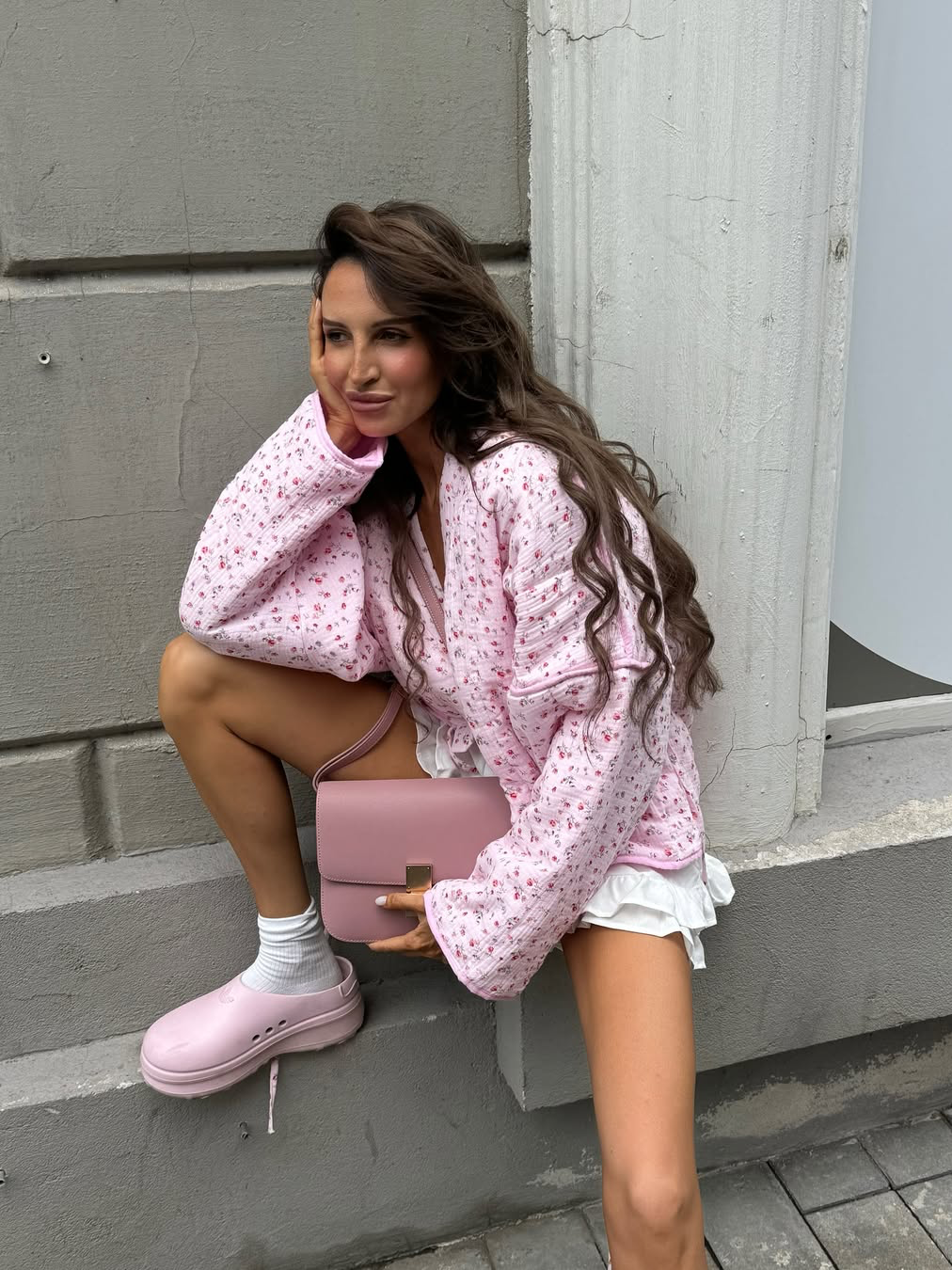 Printed Lace-Up Cardigan