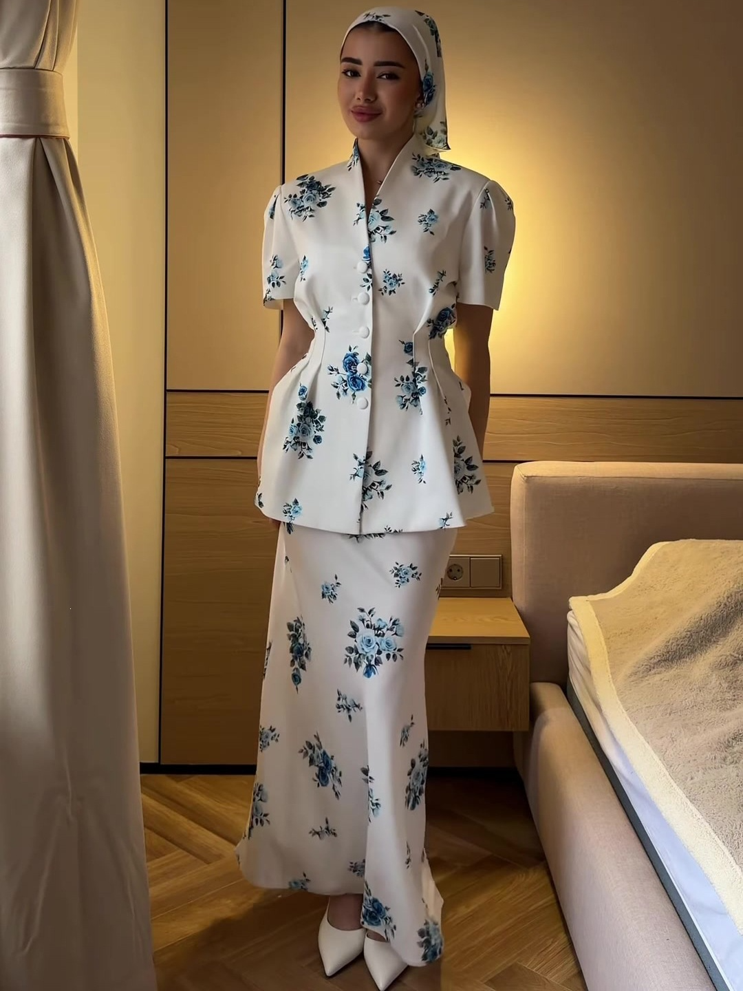 Printed skirt set (with headscarf)