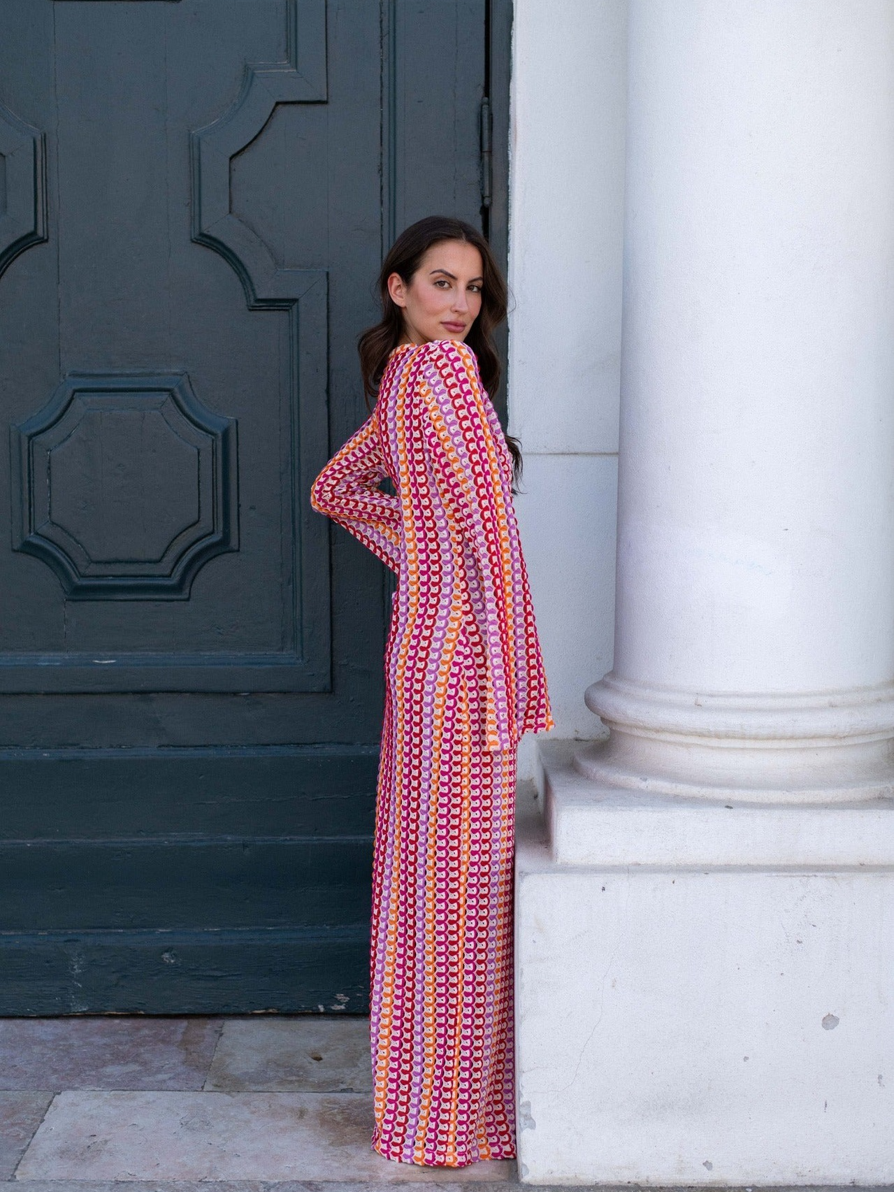 Rainbow Knit Long Cardigan