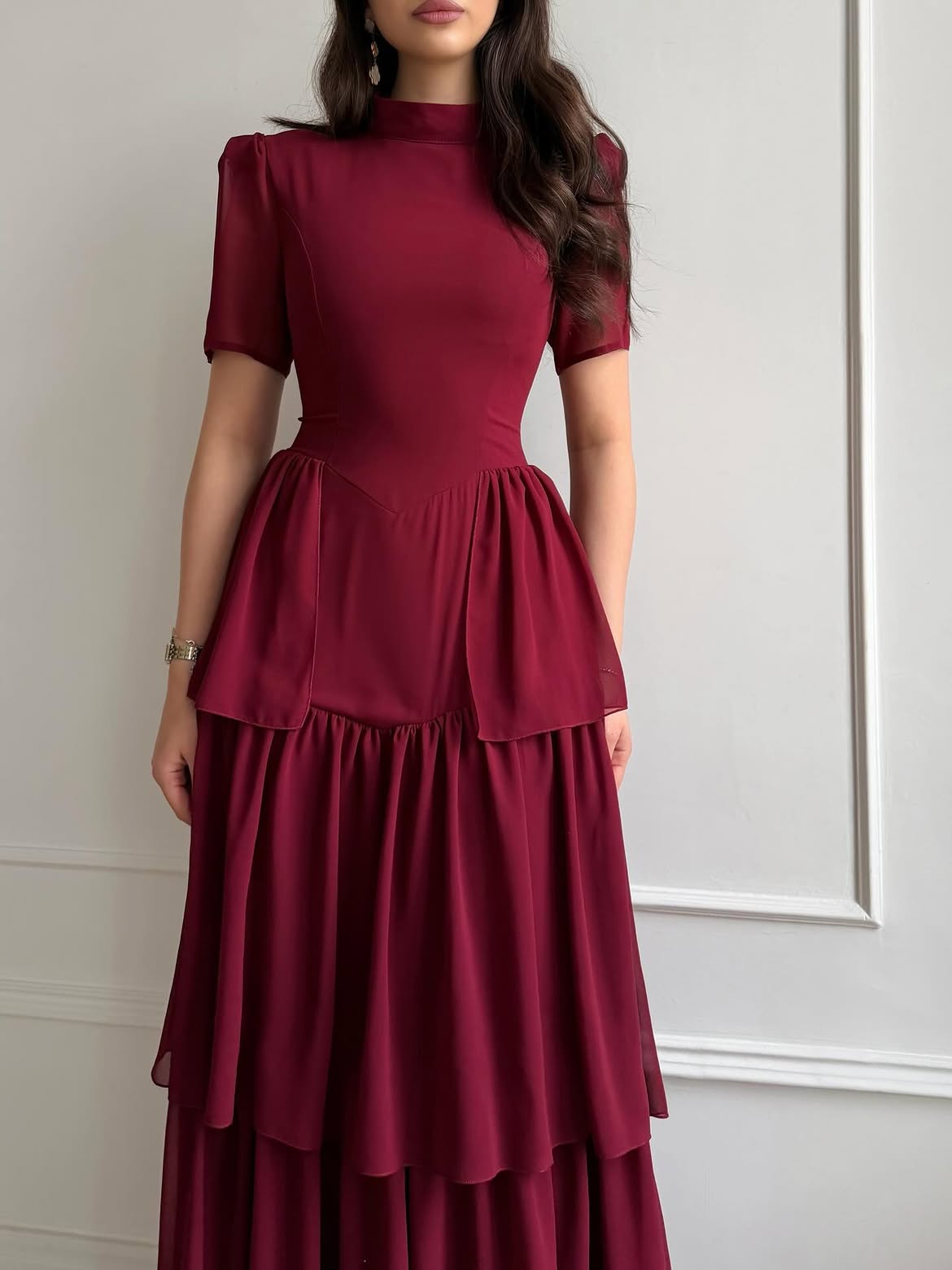 Multi-Layer Tied-Waist Dress