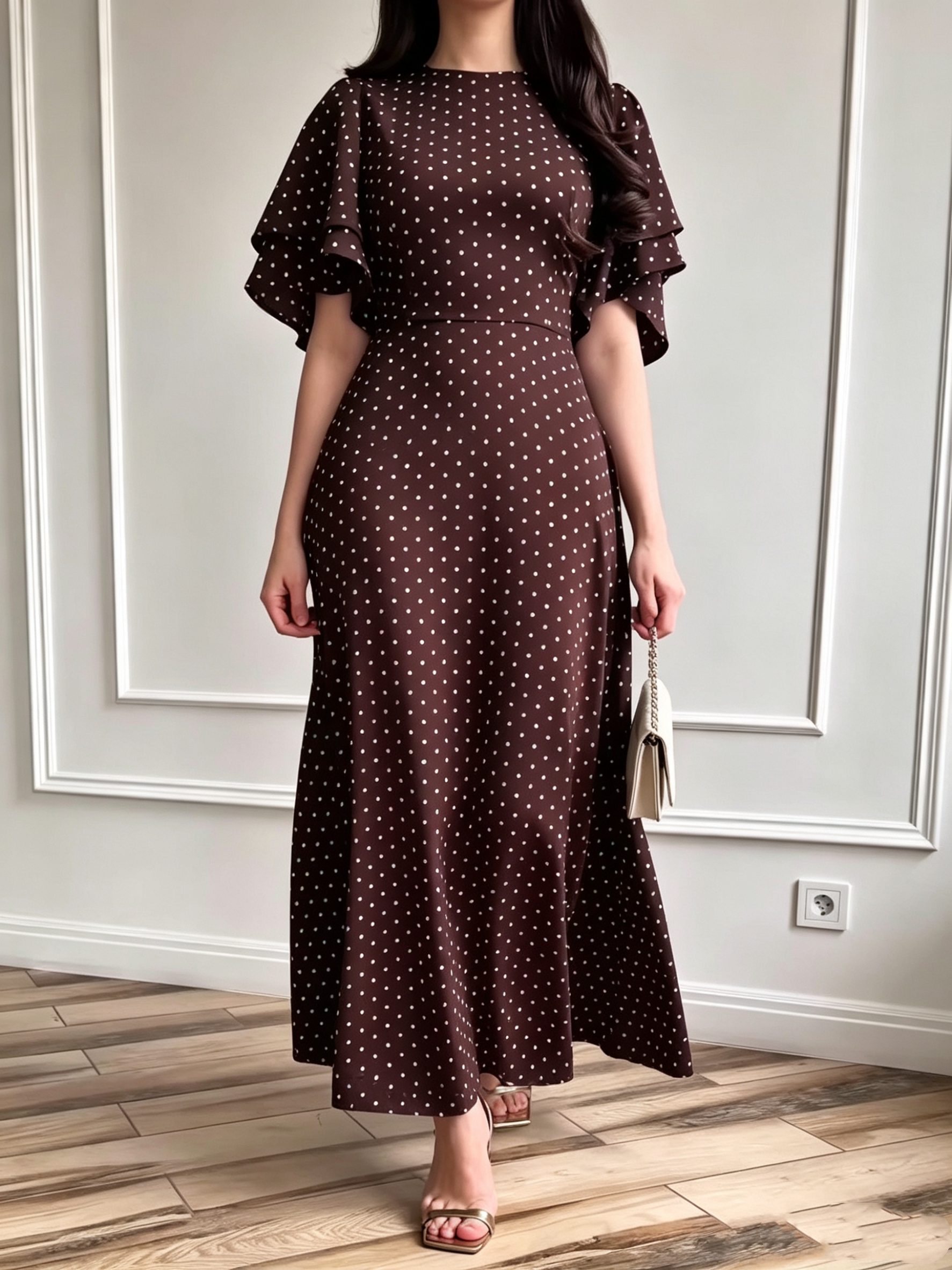 Polka-dot Fitted Tie-Waist Dress