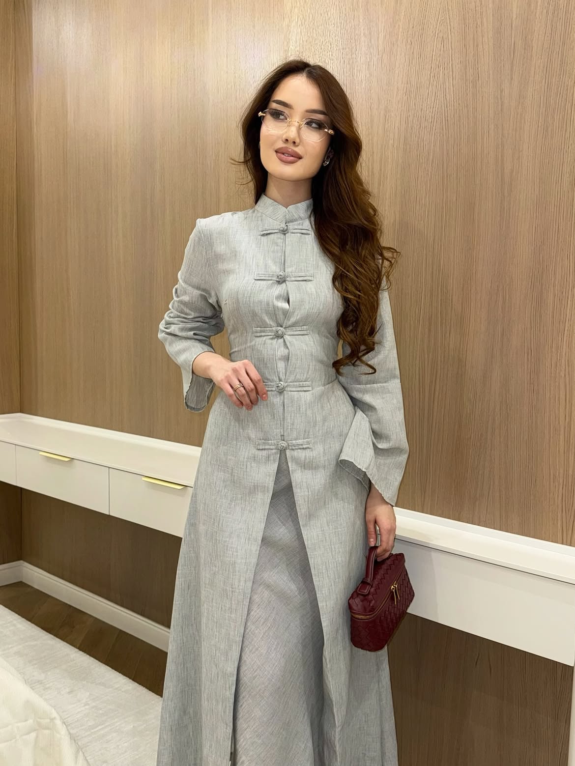 Button-Front Linen Two-Piece Set