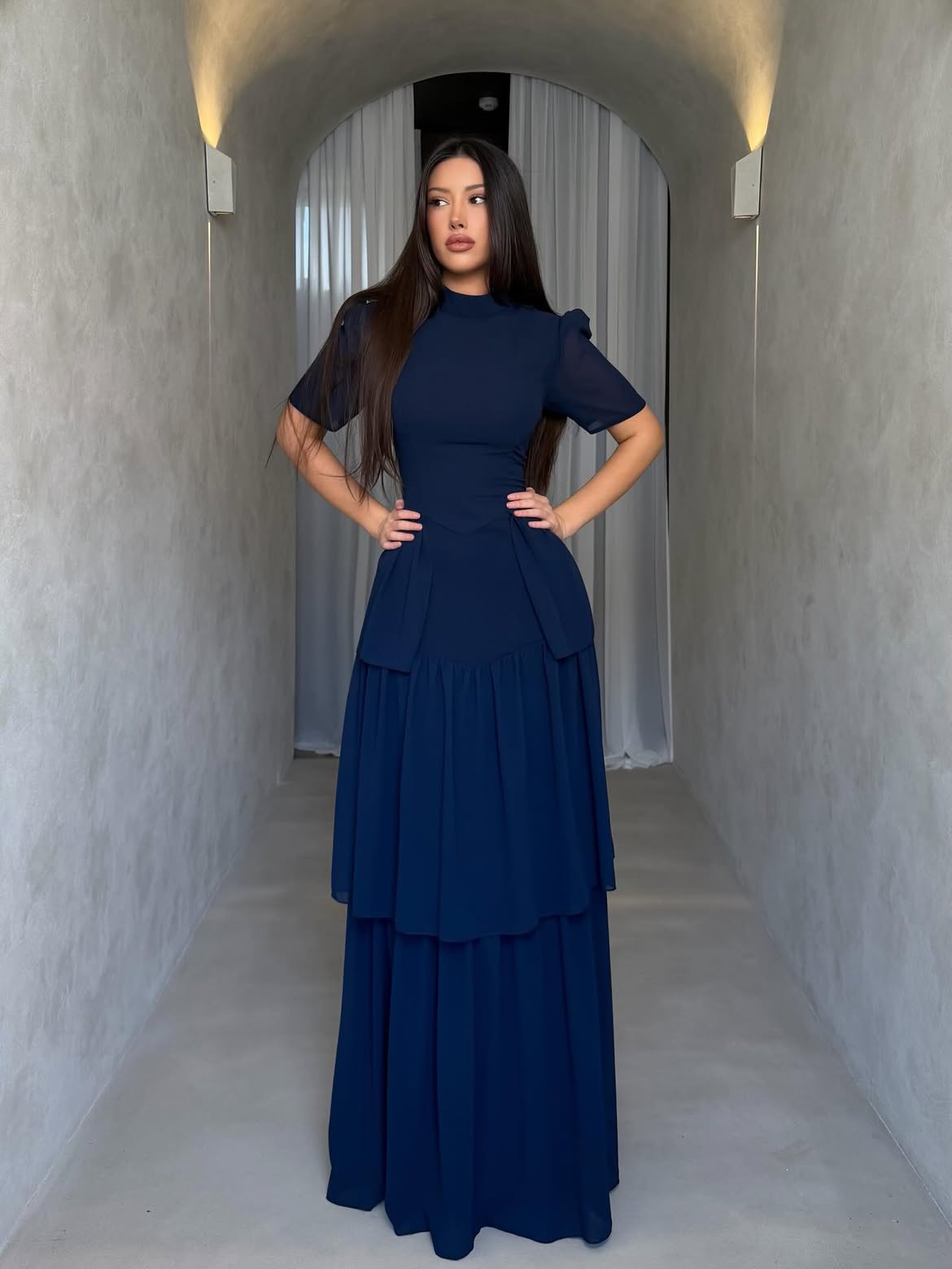Multi-Layer Tied-Waist Dress
