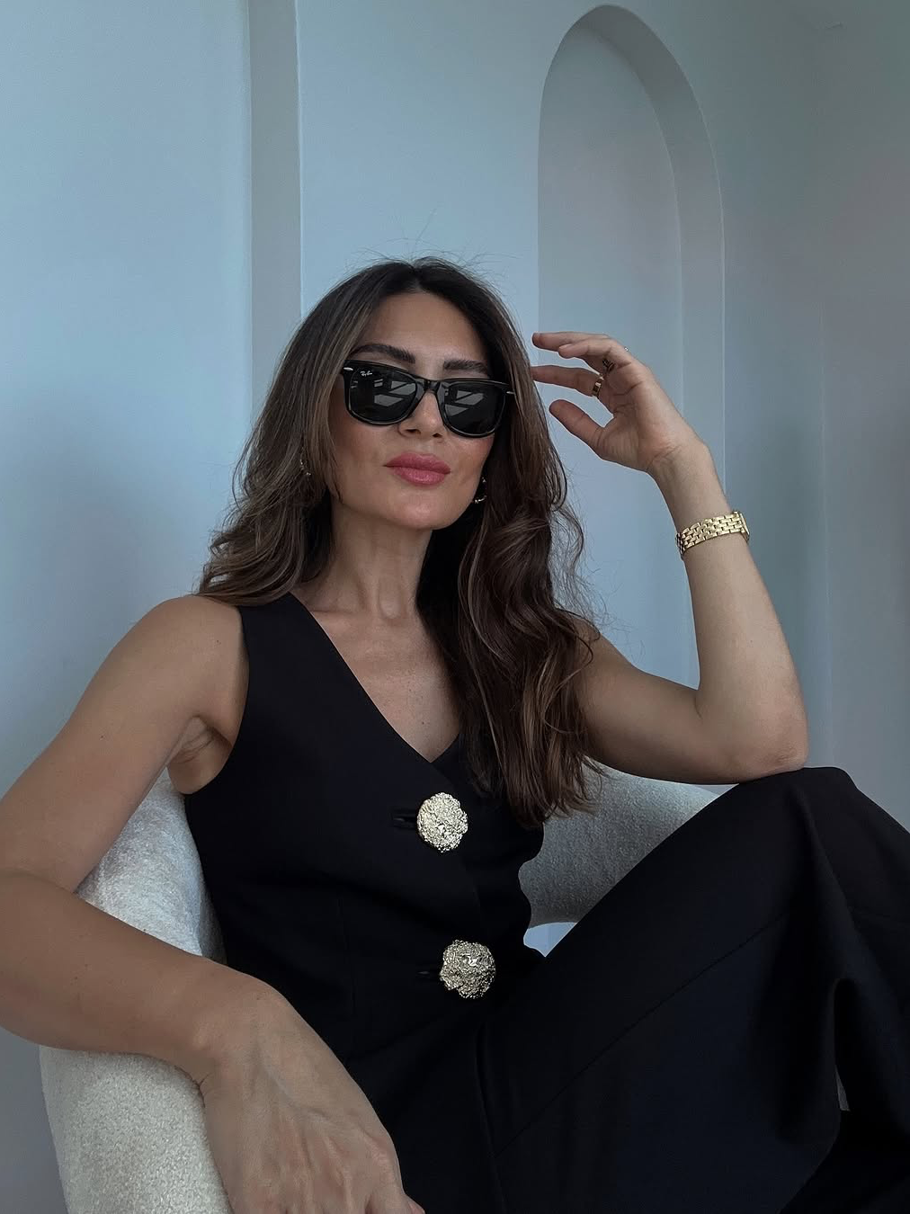 Button Split Sleeveless Pants Set