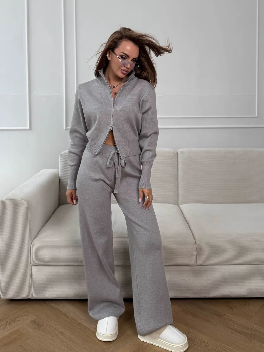 Double-Zip Slim-Fit Sweater Set