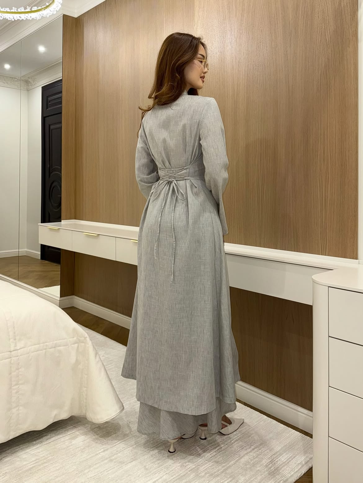 Button-Front Linen Two-Piece Set