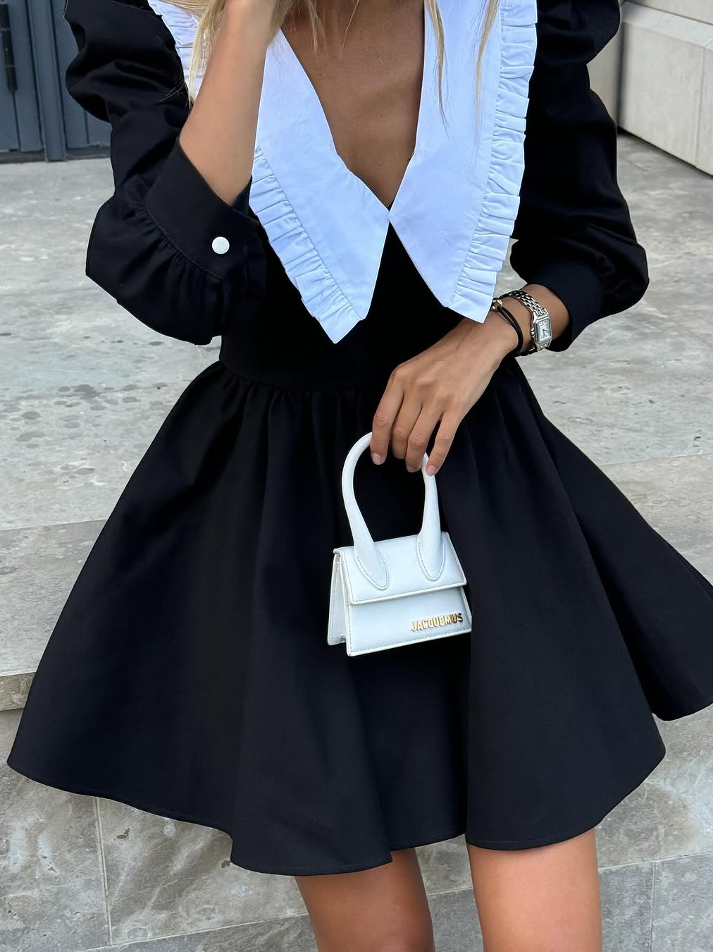 Lapel Color Clash Mini Dress