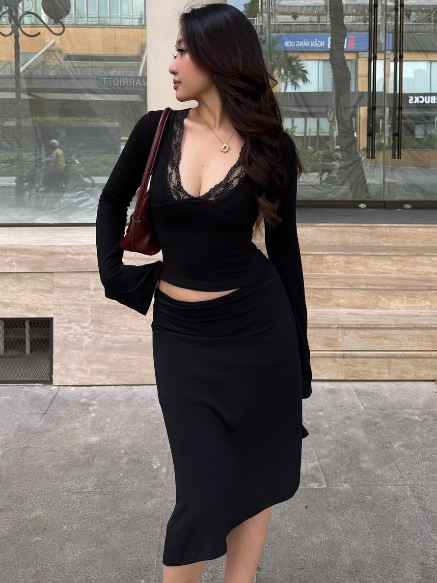 V-Neck Lace-Trim Blouse