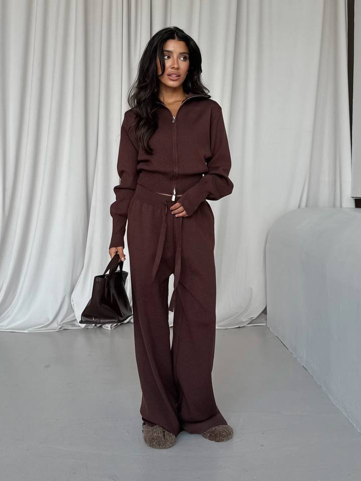 Double-Zip Crop Sweater Set