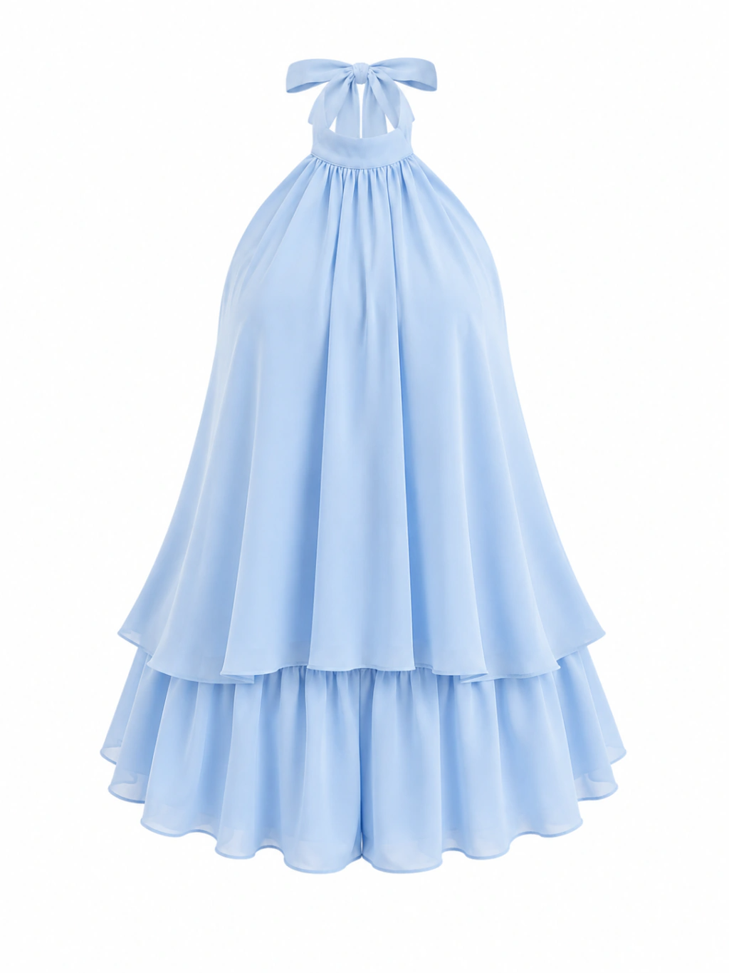 Chiffon Halter-Neck Tie-Front Set