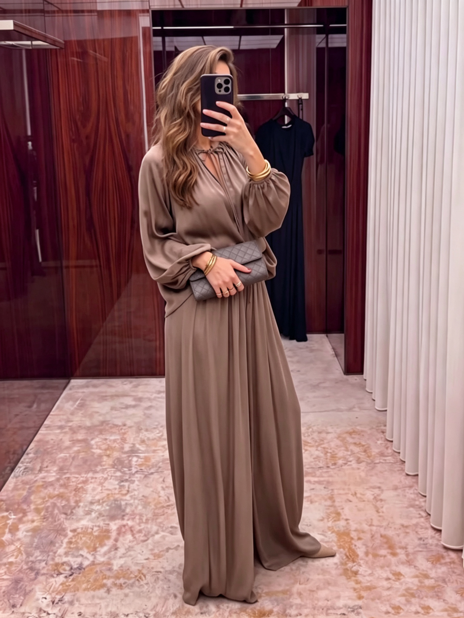 Satin-Silhouette Tie-Front Set