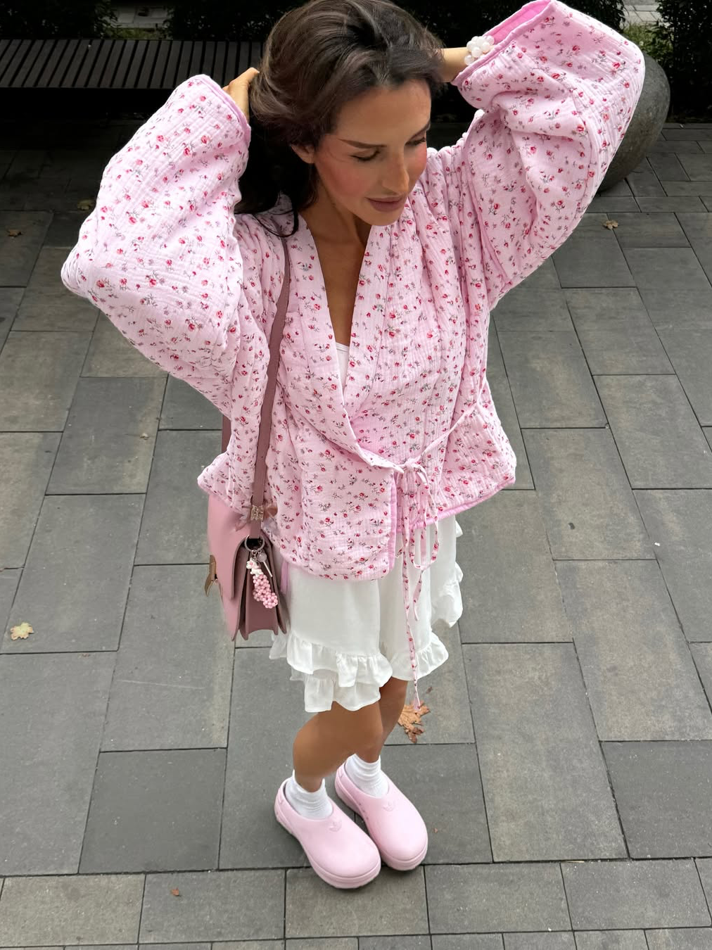 Printed Lace-Up Cardigan