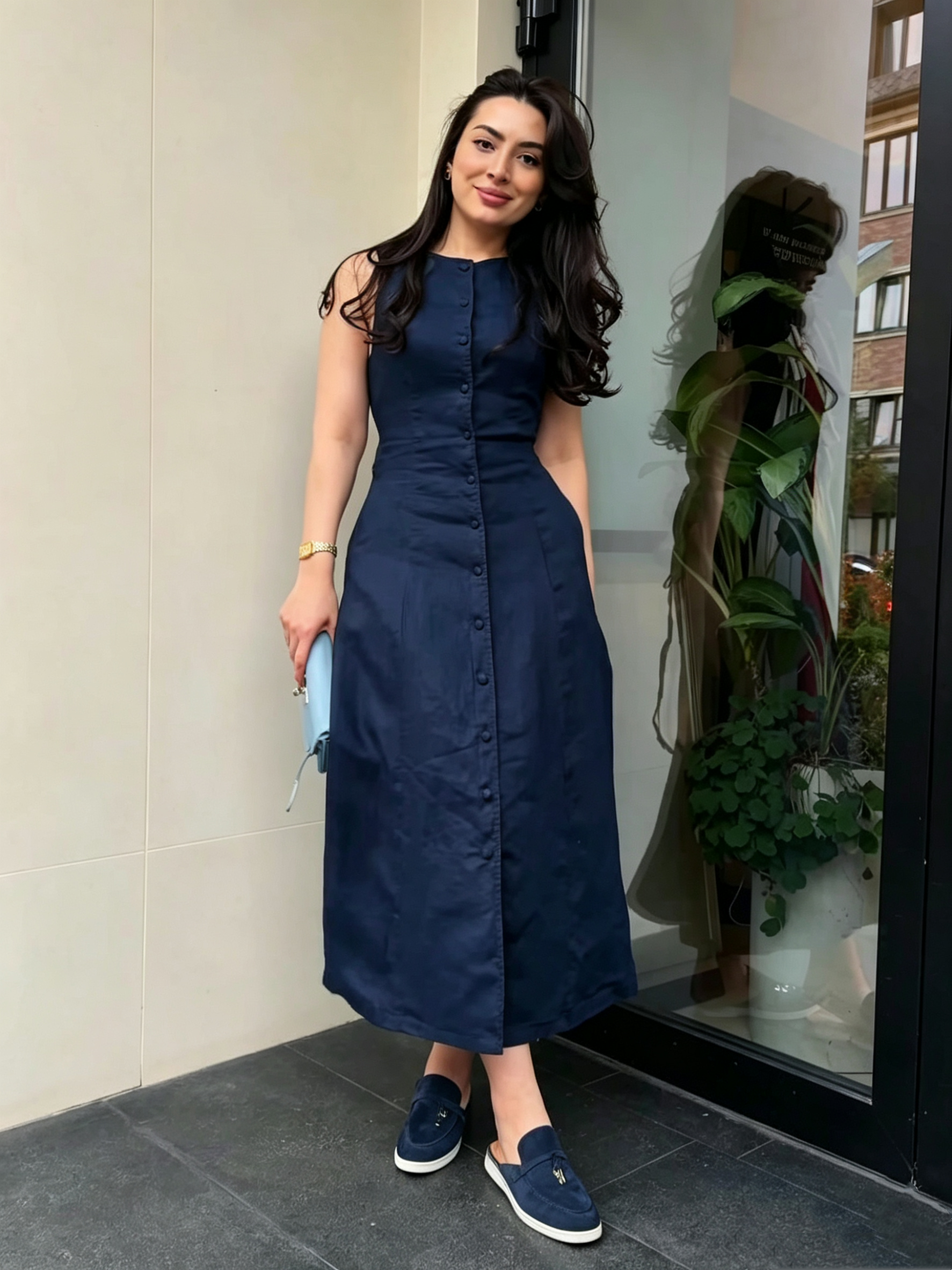 Vintage Cotton-Linen Maxi Dress