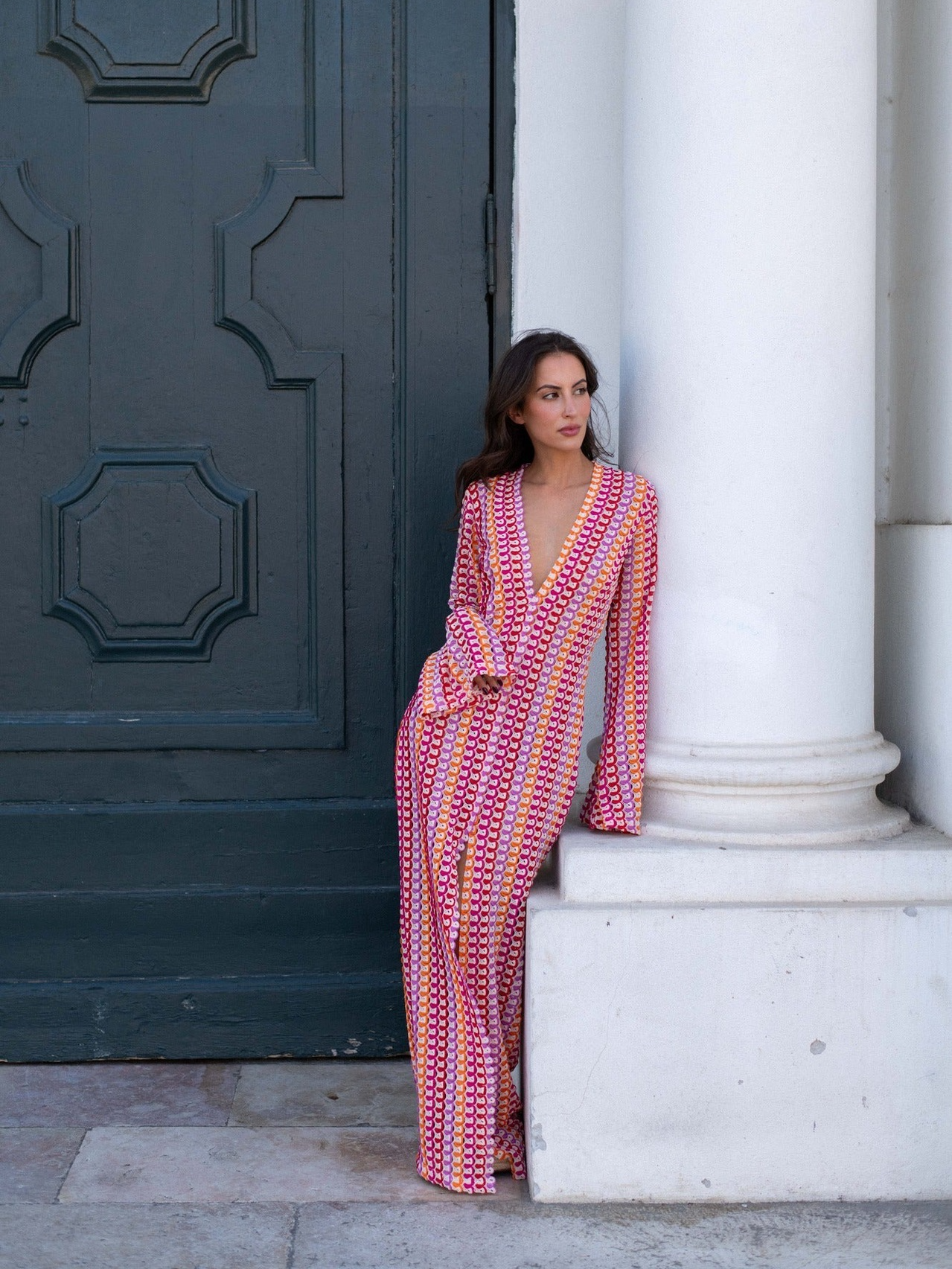 Rainbow Knit Long Cardigan