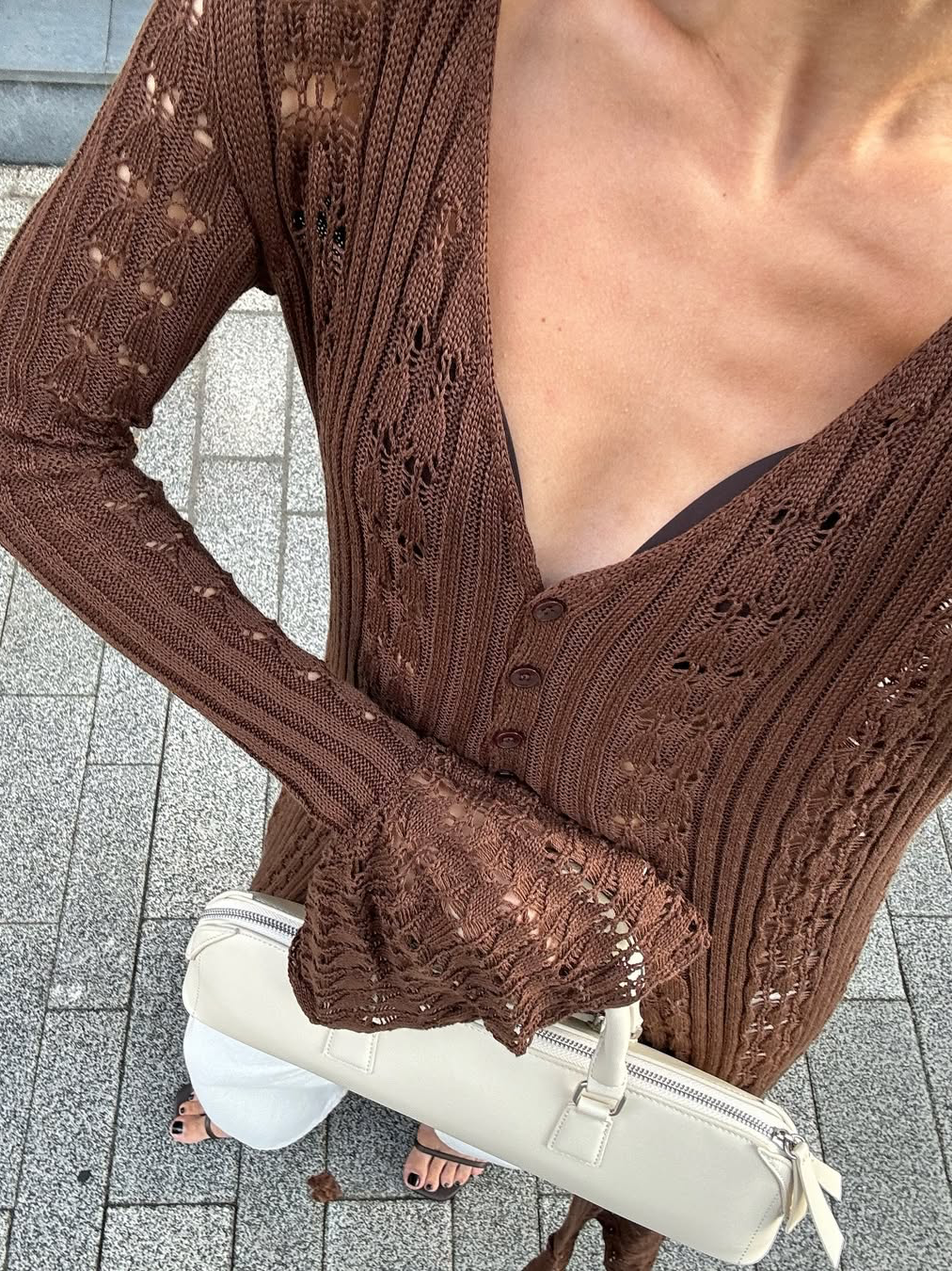 Flare Sleeve Knit Long Cardigan