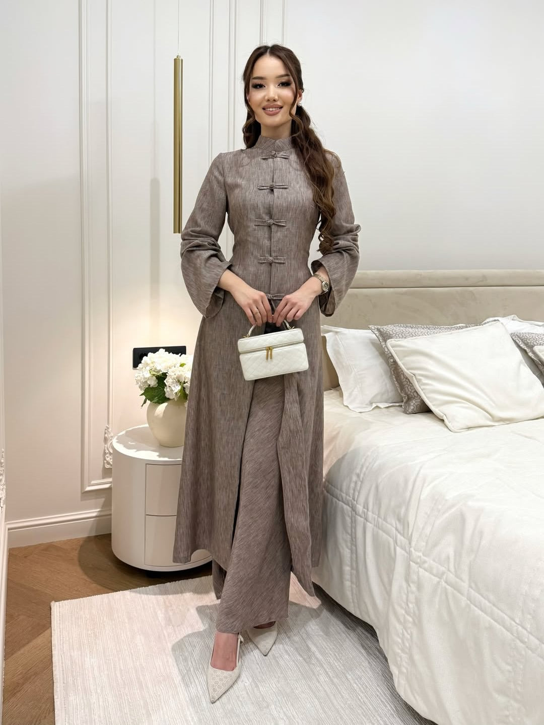 Button-Front Linen Two-Piece Set