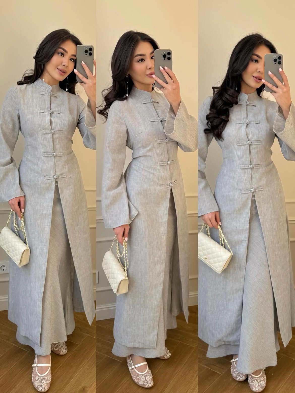 Button-Front Linen Two-Piece Set
