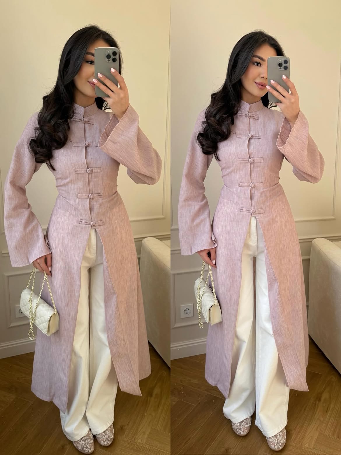Button-Front Linen Two-Piece Set