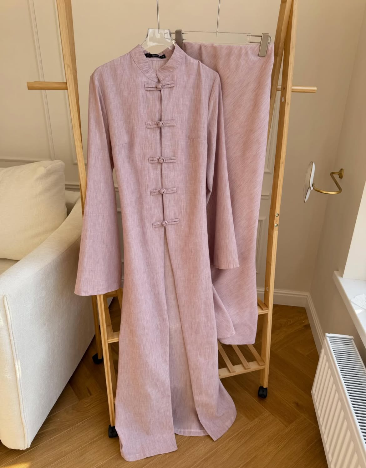 Button-Front Linen Two-Piece Set