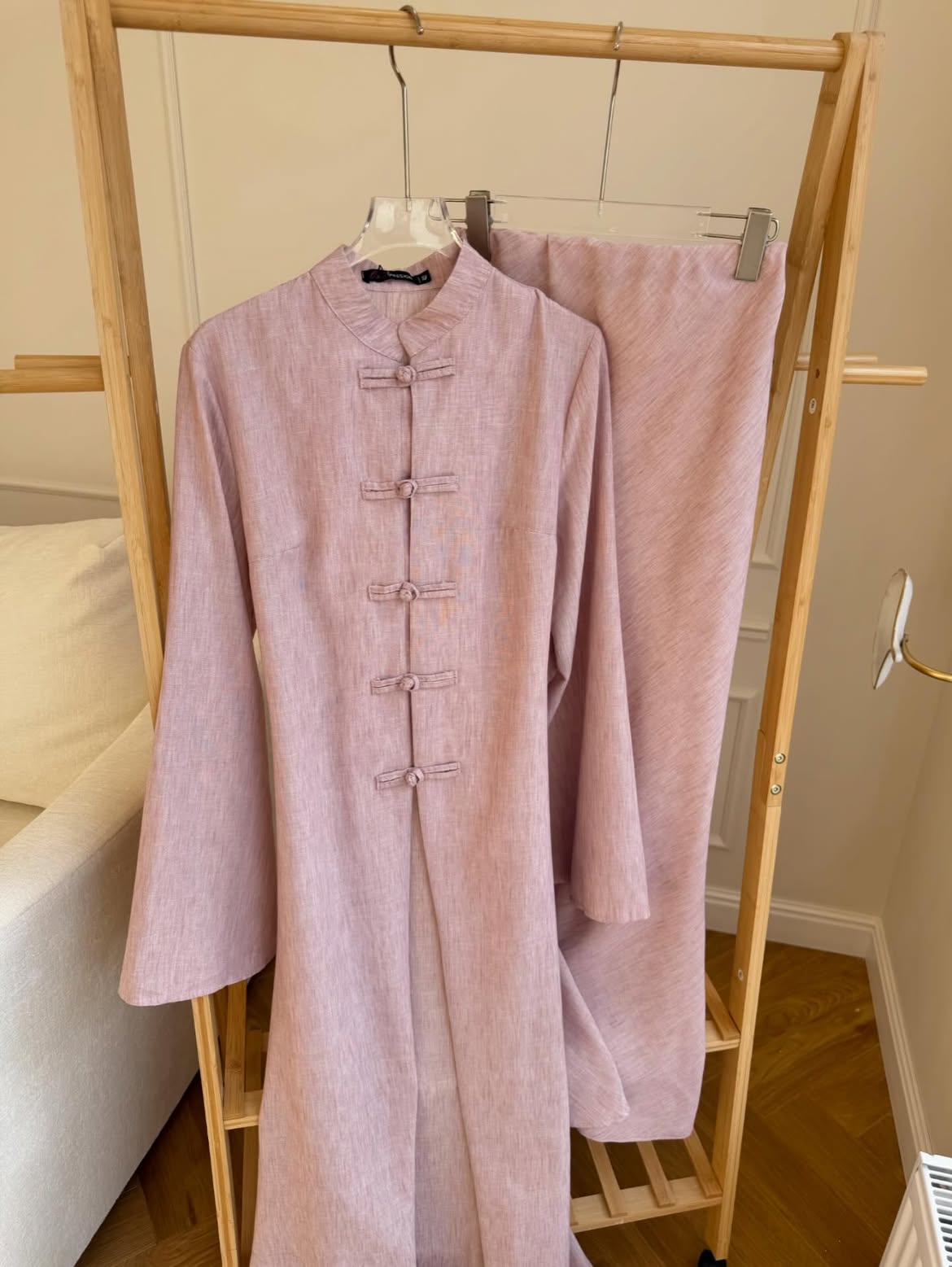 Button-Front Linen Two-Piece Set