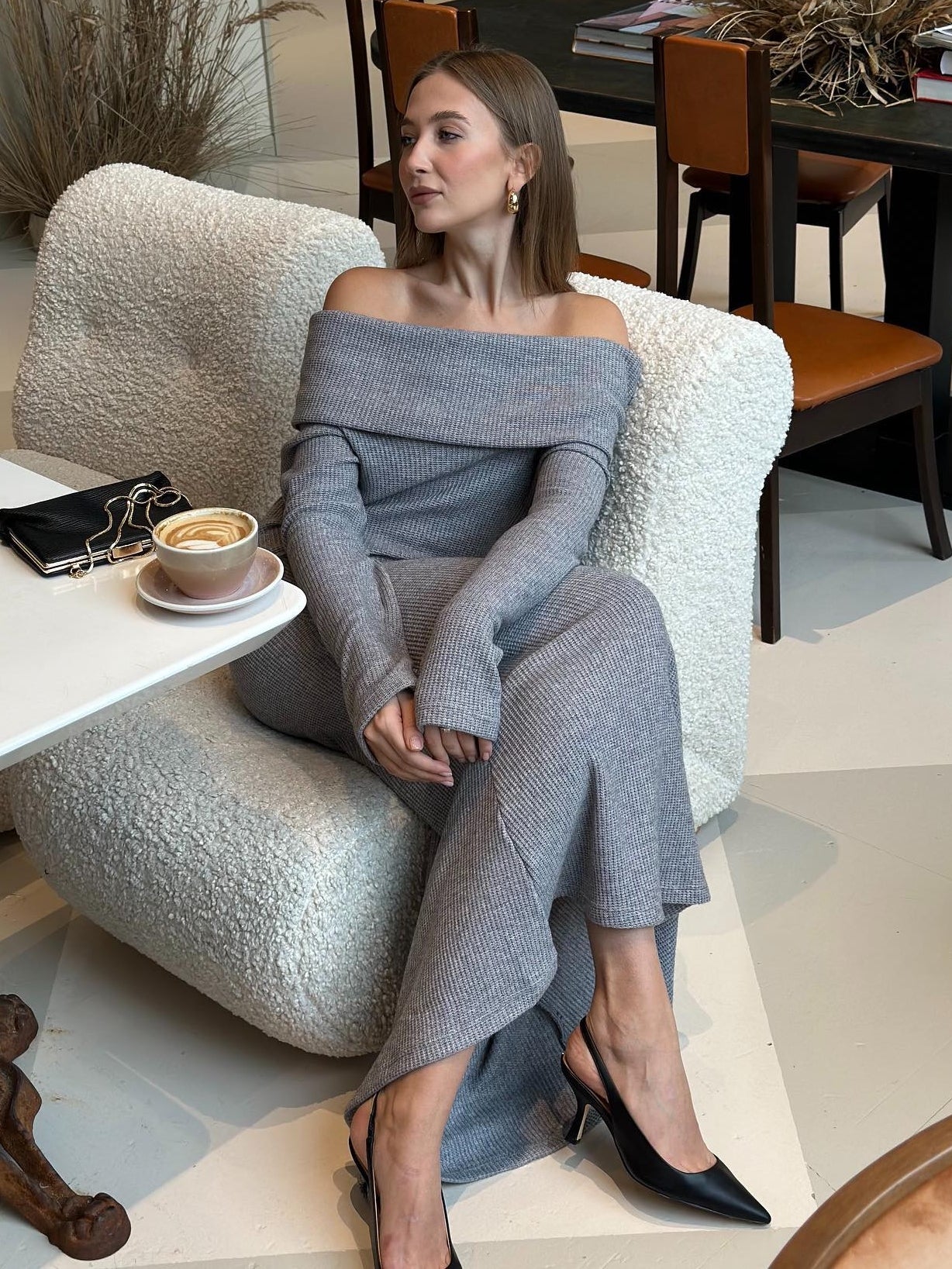 Off-shoulder knit maxi dress Off-shoulder knit maxi dress