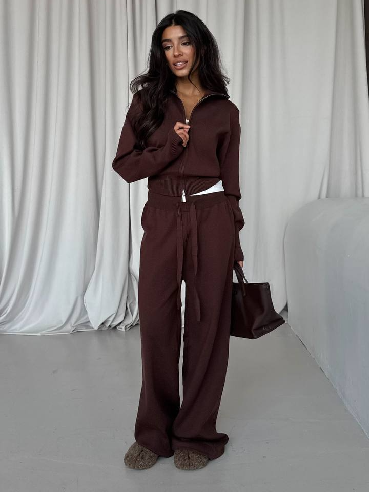 Double-Zip Crop Sweater Set