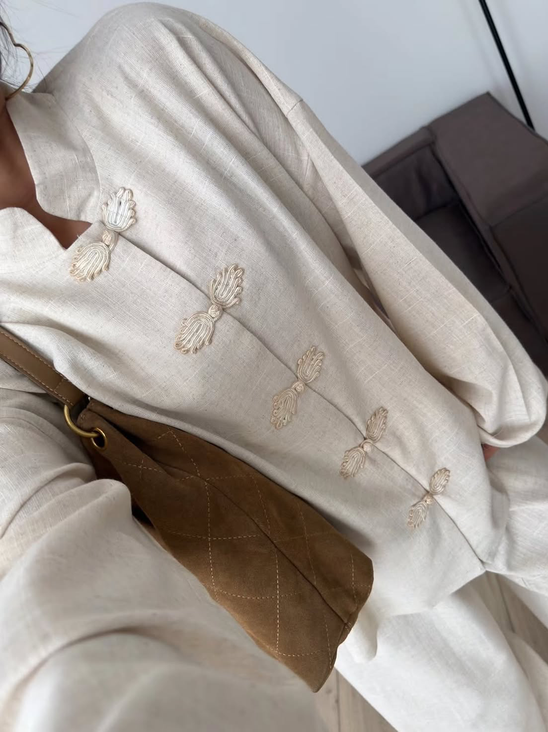 Lace-Up and Button Two-Piece Set