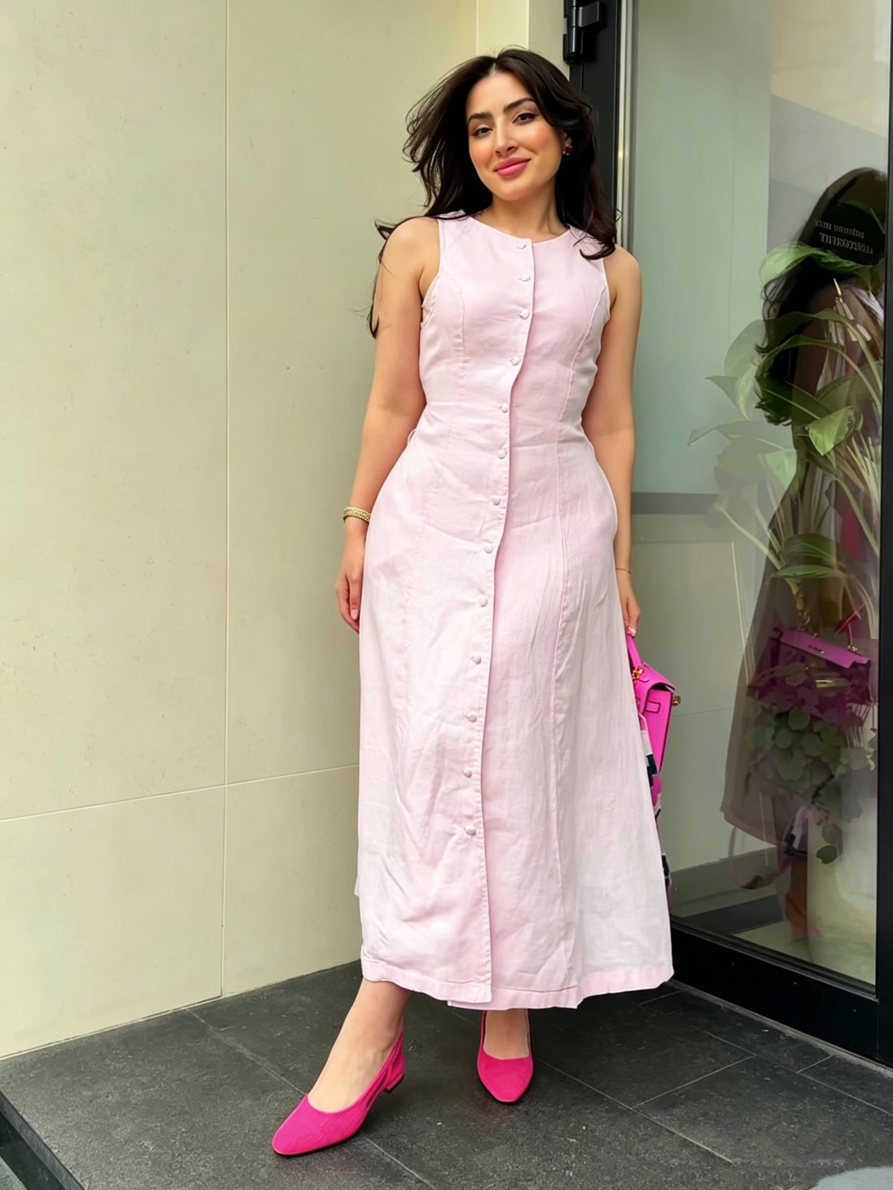 Vintage Cotton-Linen Maxi Dress