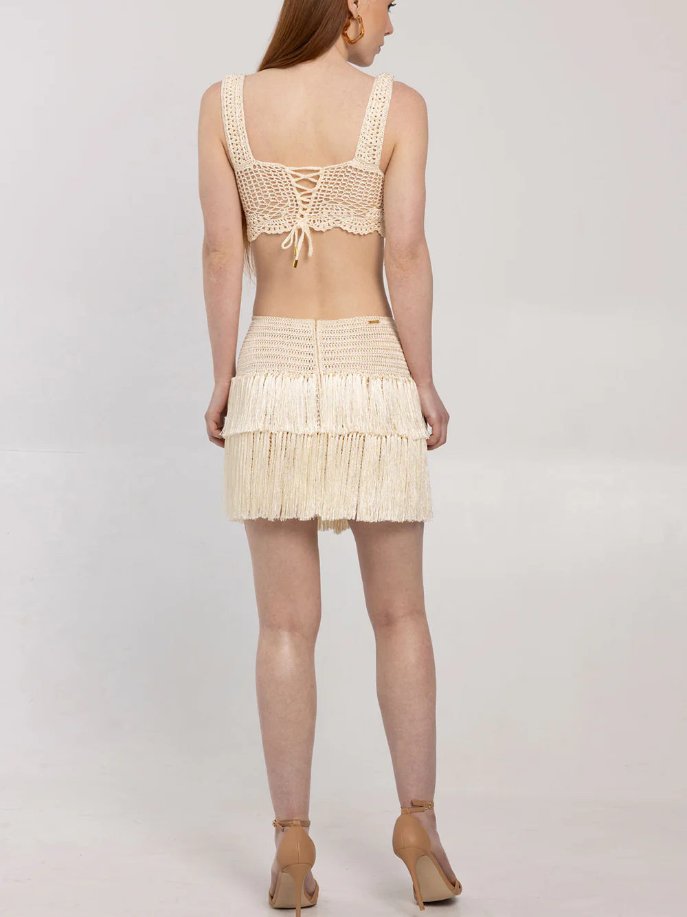 Fringe Cutout Dress Two Piece Set