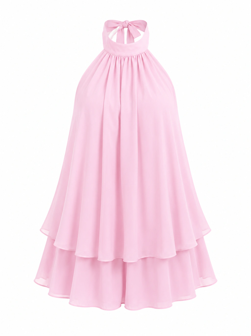 Chiffon Halter-Neck Tie-Front Set