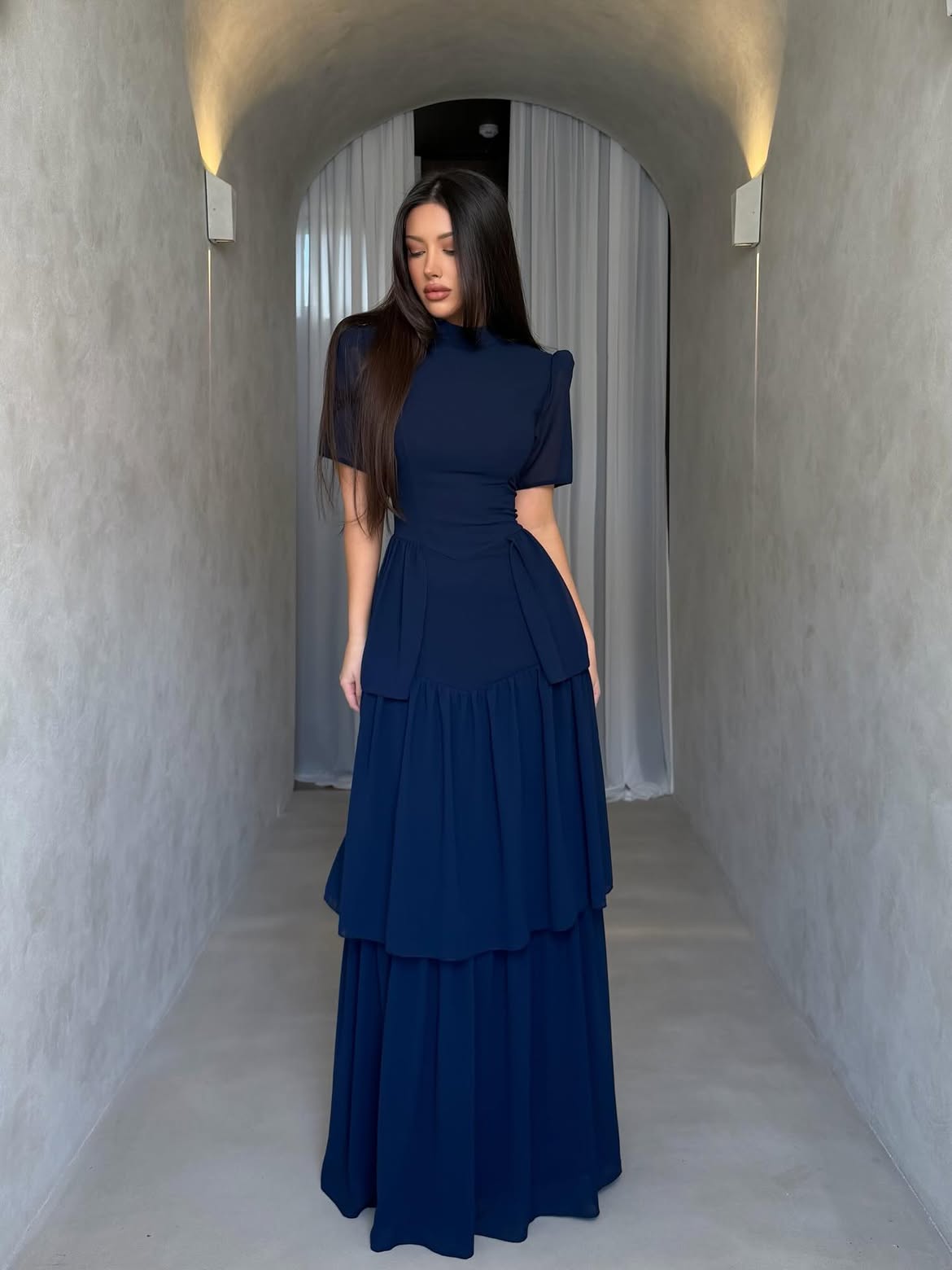 Multi-Layer Tied-Waist Dress