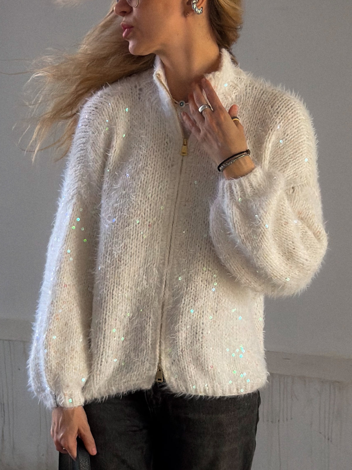 Mohair Sequin Cardigan