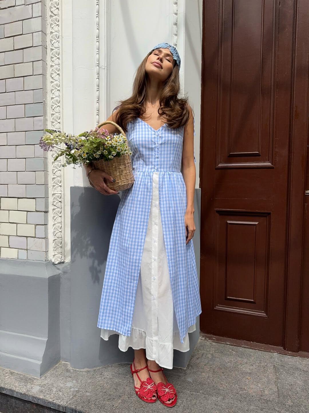 Checkered Patchwork Strapless Dress