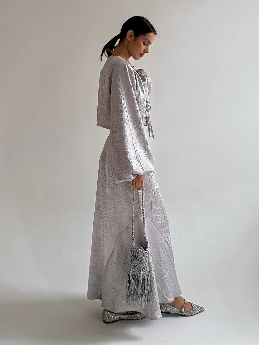 Textured Tie-Front Loose-Fitting Set