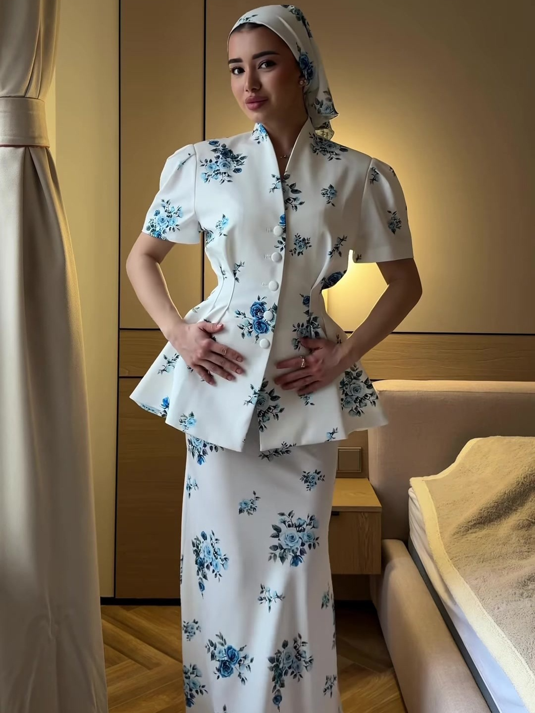 Printed skirt set (with headscarf)