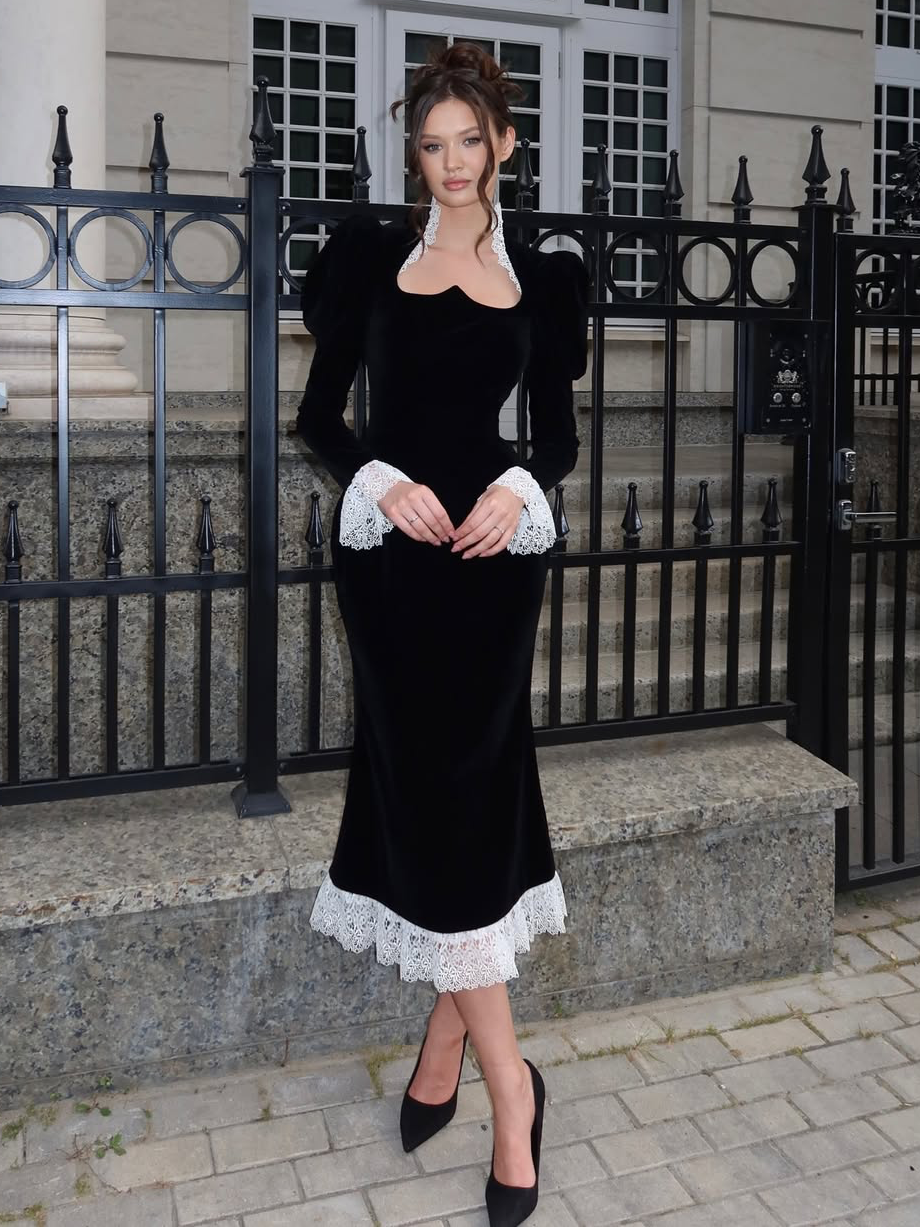 Velvet Lace Patchwork Gown