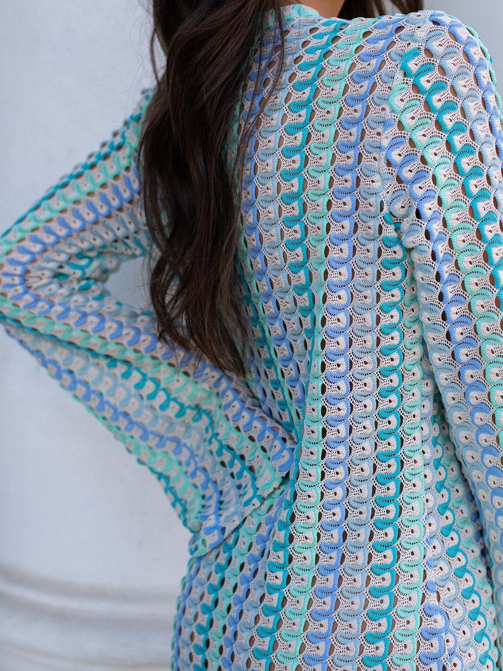 Rainbow Knit Long Cardigan