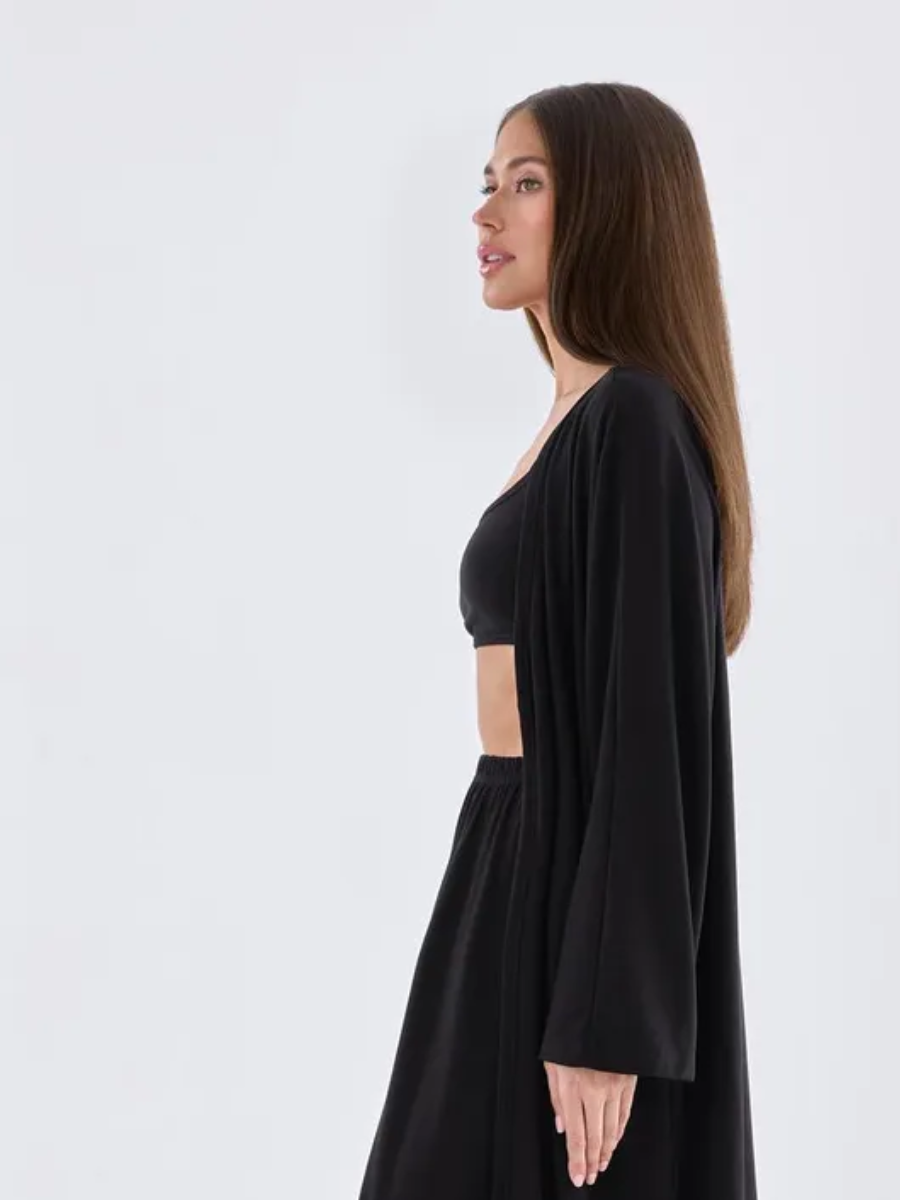 Loose camisole cardigan long pants three-piece set