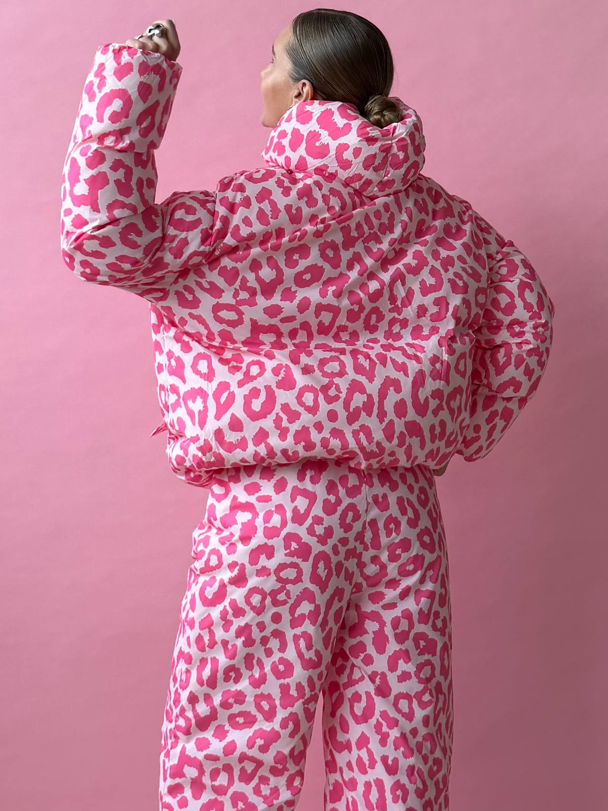 Puffer Jacket Set-Pink Leopard