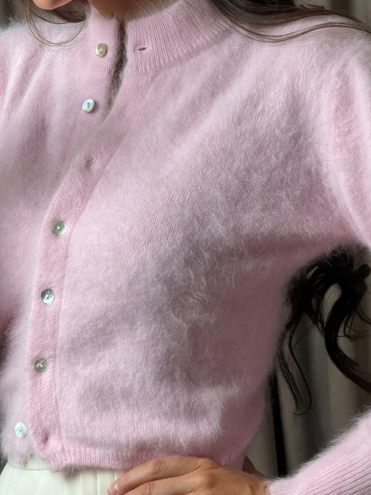 Round-Neck Fleece Long-Sleeve Cardigan