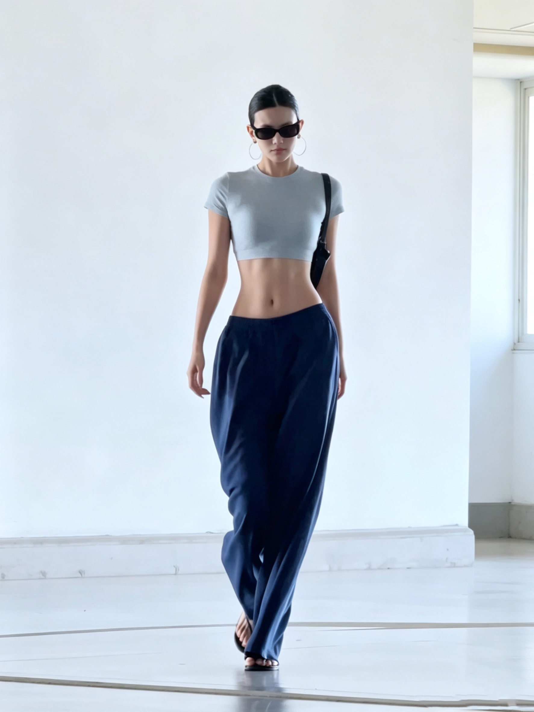 Navy Baggy Pants Set