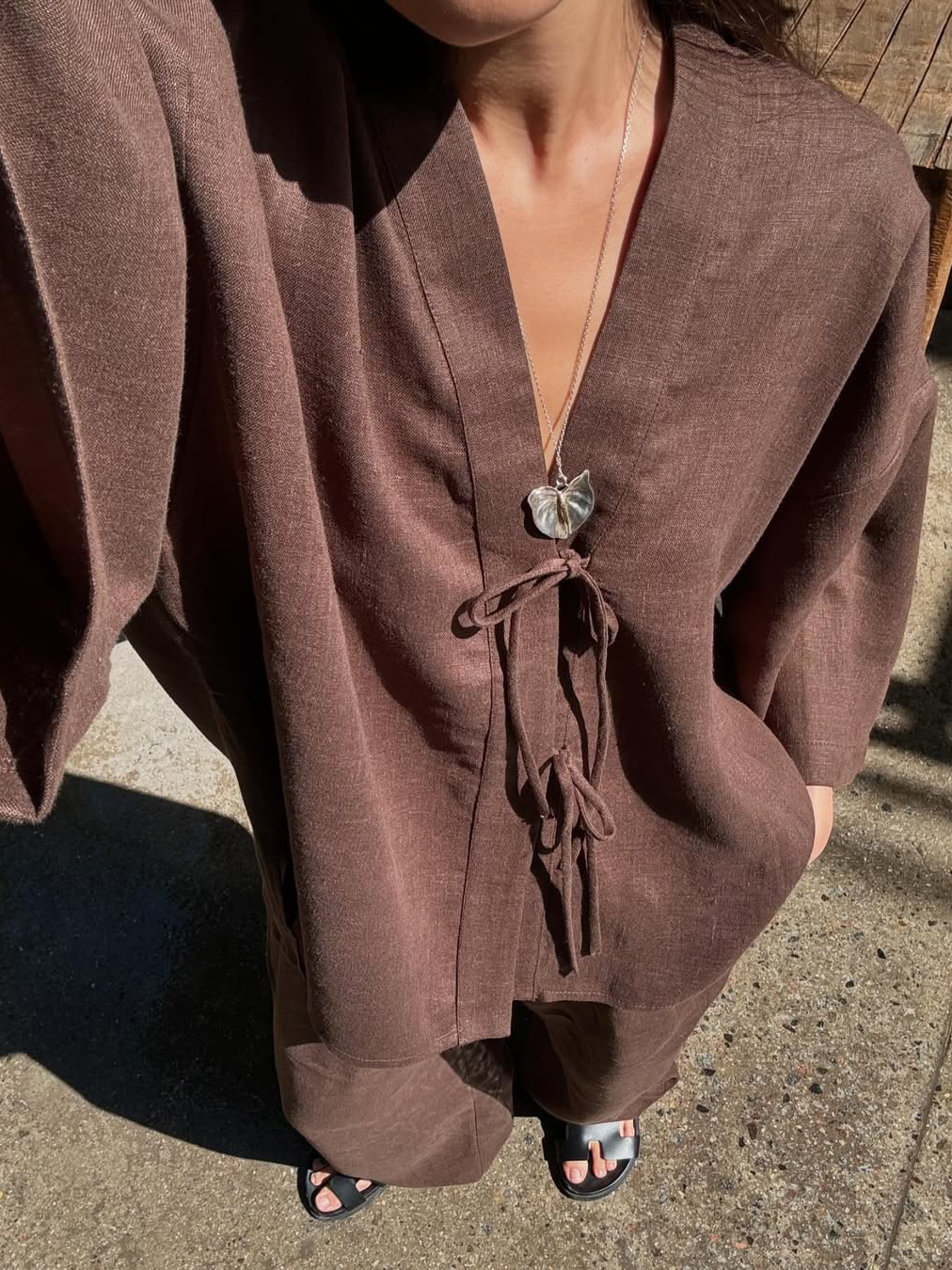 Loose Tie Cotton Linen Suit