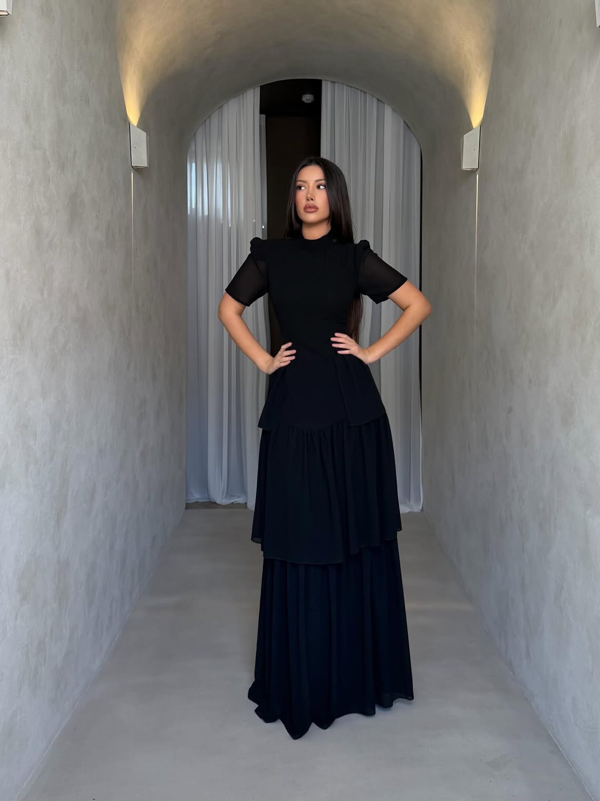 Multi-Layer Tied-Waist Dress
