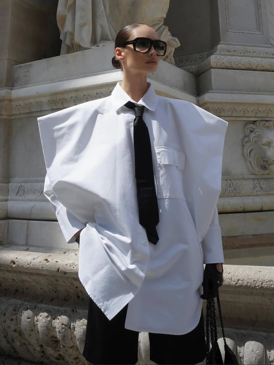 Lapel collar shirt with tie
