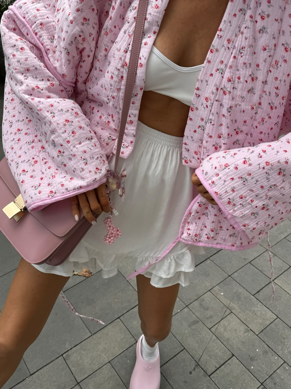 Printed Lace-Up Cardigan