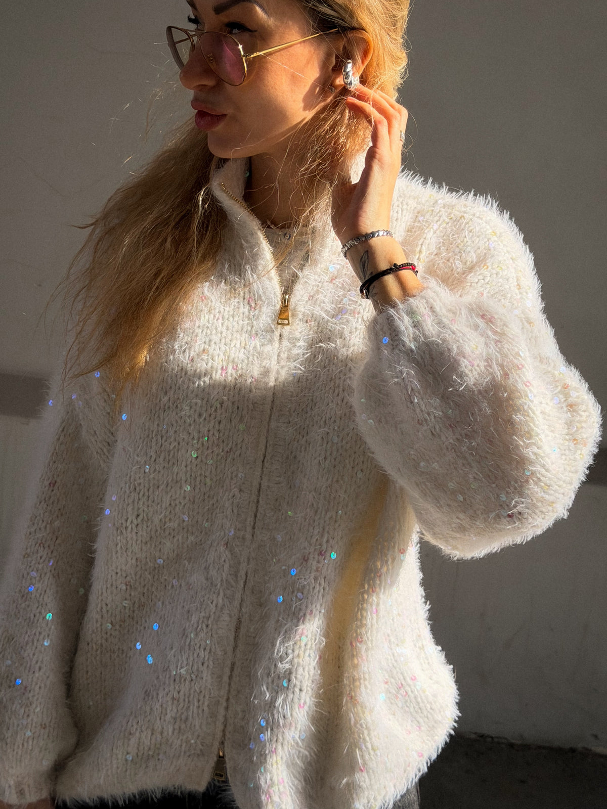 Mohair Sequin Cardigan