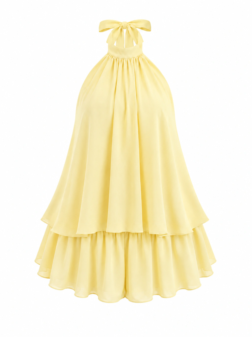 Chiffon Halter-Neck Tie-Front Set