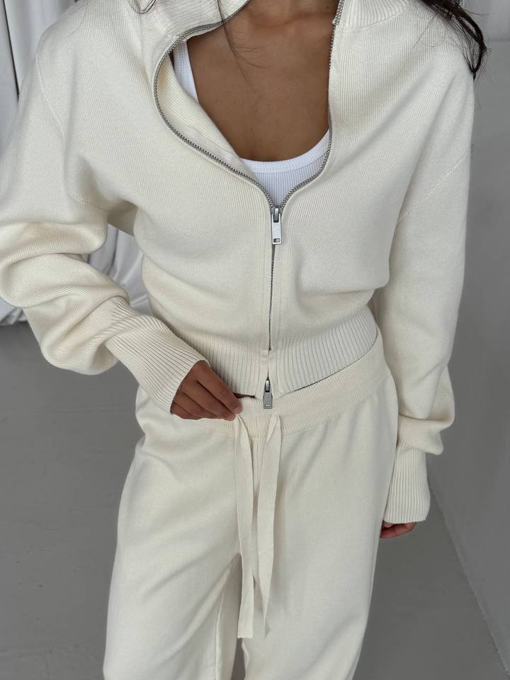 Double-Zip Crop Sweater Set